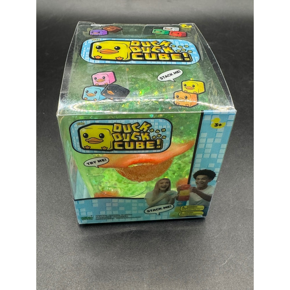 Pinc Duck Duck Cube Green Glitter Squishy Stackable Fidget Toy 012761